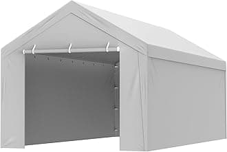 VEVOR Carport Replacement Canopy Cover Top + Side Wall 10 x 20 ft, Garage Tent Shelter Tarp Heavy-Duty Waterproof & UV Protected, Easy Installation with Ball Bungees,Grey (Frame Not Included)