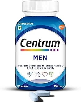 Centrum Men - Multivitamin Tablet for Men | With 23 Vital Nutrients including Zinc, Magnesium, Vitamin B, C, D, Calcium for Energy, Immunity, Muscles and Overall Health | Veg - 50 tablets