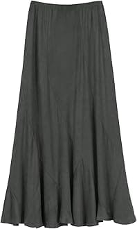 Women's Faux Suede Elastic Waist Midi Long Skirt A Line Women Flowy Skirts