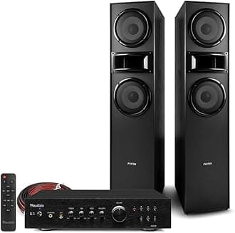 – Fenton SHF700B Floor Standing HiFi Tower Stereo System with 400W Speakers, Bluetooth Amplifier, Horn Tweeter & Audio Cable for Home Stereo & Theatre Systems - Black