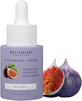 BLUSHLIN 2% Darkenyl for Anti-Greying Hair Serum | Hair Growth Actives with Biotin, Bhringraj, Henna & Amino Acid Complex | Strengthens Roots & Adds Shine | Toxin Free | All Hair Types (10ml, 10.0, millilitre)