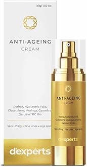 Brinton d’experts Anti-Aging Cream with Retinol, Hyaluronic Acid, Glutathione, Moringa & Camelina | Reduces Wrinkles, Fine Lines & Age Spots | Firms & Lifts Skin | For All Skin Types | 30 g