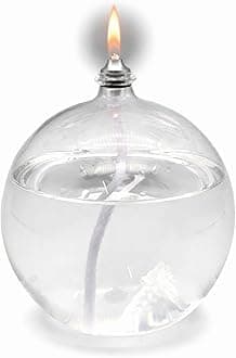 9cm diameter hand blown glass ball oil candle lamp for use with odourless lamp oil