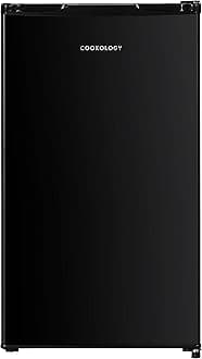 CookologyUCFR110BK Freestanding Undercounter Larder Fridge, 121 Litre with Adjustable Temperature Control and Legs, LED Light and Reversible Door - In Black