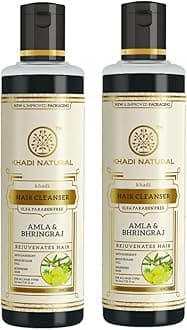Khadi Natural Ayurvedic Amla and Bhringraj Hair Cleanser/Shampoo, SLS and Paraben Free, 210ml (Pack of 2) by Khadi Natural