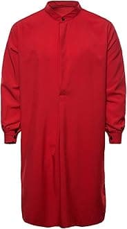 COOFANIN Mens Long Sleeve Kaftan Thobe Men Muslim Kaftan Thobe Men's Caftan Short Baptism Robes for Water Baptism White Kurta for Men African Dresses for Women UK Sales Clearance