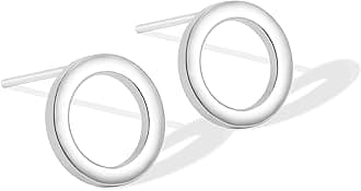 Aobei Pearl 18K Gold Plated Circle Stud Earrings 10MM Small Round Hoop Post Stud for Women Minimalist Earring for Unisex