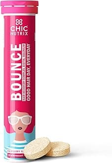 Bounce|20 Raspberry Flavoured Effervescent Tablet|Biotin With Selenium & Amino Acids-Hair Fall & Hair Growth Management Thick Hair - Frizz-Free Hair- Hair Fall Control Supplement,100 grams