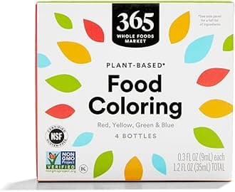 365 by Whole Foods Market, Plant-Based Food Coloring (Red, Yellow, Green & Blue Bottles), GLuten-Free, 0.3 Fl Oz Each, 1.2 Fl Oz Total