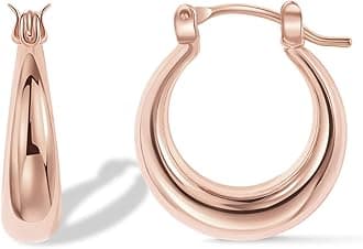PAVOI 14K Gold Plated Sterling Silver Posts Chunky Hoop Earrings for Women | Thick Lightweight Trendy Gold Hoops