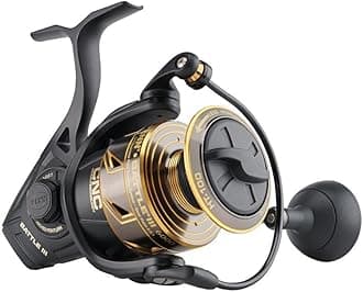 Battle Spinning Reel Kit, Size 5000, Includes Reel Cover and Spare Anodized Aluminum Spool, Right/Left Handle Position, HT-100 Front Drag System