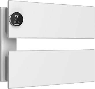 K&KALONZO Electric Towel Warmer, 18.35" W x 14.6" H Wall-Mounted Towel Heater with Built-in Timer, Waterproof Aluminum Towel Warmer for Bathroom, Support Plug-in and Hardwired, White, K2-L-W