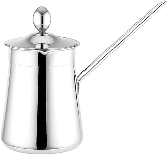 Fitto Milk Jug, Turkish Coffee Pot, Long Handle, Stainless Steel With Lid, 550 ml