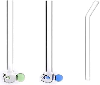Glass Drinking Straw(Green+Blue),Fish Straws for Drinking Creative Straw Reusable Glass Straws