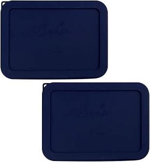 Sophico 3 Cup Rectangle Silicone Storage Cover Lids Replacement for Pyrex 7210-PC Glass Bowls, Container not Included (NAVY BLUE, 2 Pack)