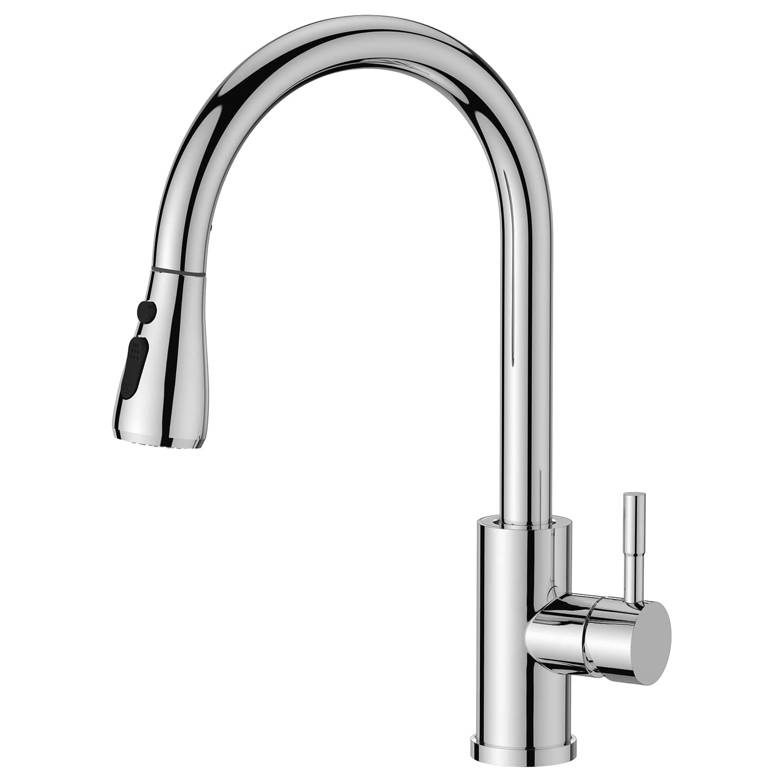 FORIOUS Kitchen Sink Taps Mixer with Pull Out Spray, Swivel Single Handle High Arc Pull Down Stainless Steel Kitchen Faucet for UK Standard Fittings, Polished Chrome, UKKF23CH