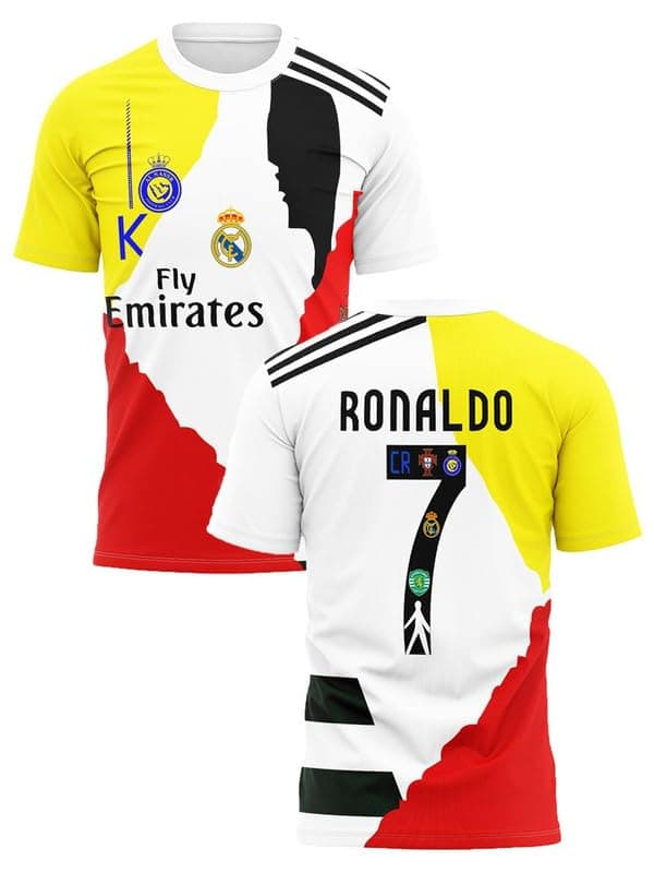 Men Polyester Regular Fit Ronaldo Jersey 2025/26 (CR7 Fans Jersey Special Version)(7-8Years) Multicolour
