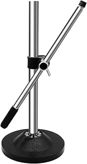 5 Core Mic Stand Adjustable Desk Boom Microphone Stands Round Base Portable Table Pedestal Para Microfono w Universal Mike Holder - MS RBS CH IN