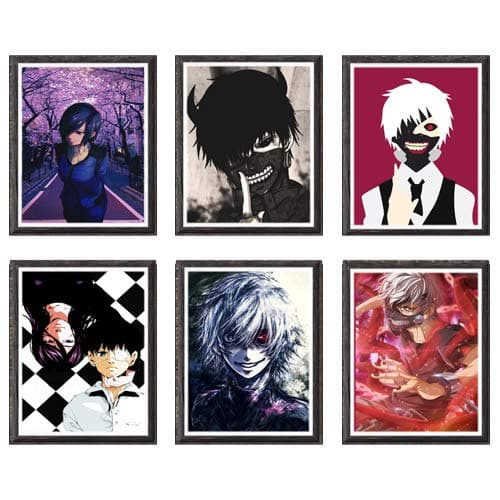 MS Fun One Eye Evil Kaneki Ghost Death Mask Monster Kirishima Fabric Art Prints Wall Home Decor Canvas Print,8 x 10 Inches,No Frame,Set of 6 Pieces