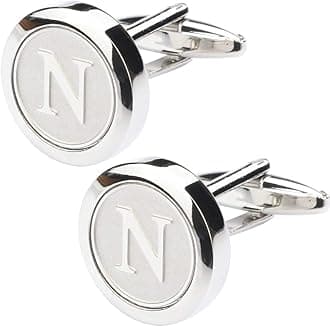 Mens Classic Stainless Steel Initial Cufflinks 26 Alphabet Initial Letter Cufflinks Business Wedding Shirts A-Z