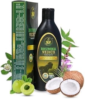 Bhumika. Vedics Herbal Hair Oil For Men & Women | Promotes Hair Growth & Reduces Hair Fall | With Indigofera,Aloe vera,Neem, Amla, Bhringraj and Coconut Oil 200 ml