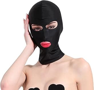 Unisex Full Cover Hood Mask Elastic Breathable Head Mask Sexy Balaclava Opened Mouth Show Eyes Face Cover Hood Headgear for Adult Couple Game Halloween Cosplay Costume Carnival Night Club Role Playing