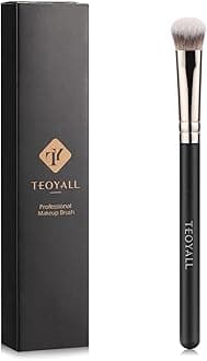 TEOYALL Under-Eye Concealer Brush, Small Flat Angled Synthetic Bristles Flawless Coverage Multitask Brush with Liquid Cream Powder