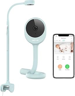 NETVUE Peekababy Baby Camera with Wireless Audio, Adjustable Crib Mount Monitor, Works via 2.4GHz Wi-Fi for Wide Coverage & Stable Connection, Smart App, Two-Way Talk, No Screen (Blue)