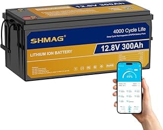 SHMAG 12V 100Ah LiFePO4 Battery, Max. 1280Wh Energy Lithium Battery Built-in 100A BMS, Max. 15000 Cycles Lithium Iron Phosphate Battery, Support RVs, Off-Grid, Solar, Boat via Bluetooth