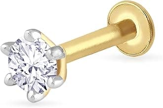 Malabar Gold & Diamonds IGI Certified 0.1 Carats Diamonds with VVS Clarity & EF Colour Adorned on 18kt (750) Yellow Gold Nosepin For Women