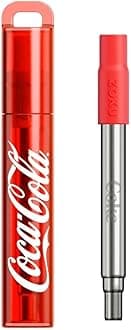 ZOKU Coca-Cola Reusable Pocket Straw, Telescopic Stainless Steel Drinking Straw with Silicone Mouthpiece, Adjustable to 9 Inches, Set of 2