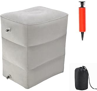 Inflatable Travel Foot & Leg Rest Pillow with Adjustable Height for Airplane, Car, Bus, Train, Office, Camping and Kids to Sleep on Long Flights, Air Pump Included