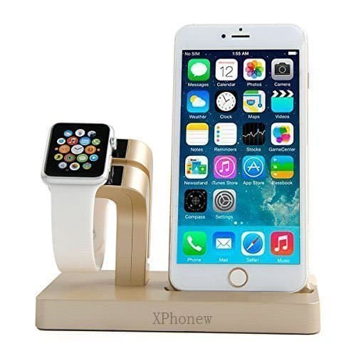 XPhonew 2 in 1 Apple Watch Stand iPhone Charging Docking Station Charger Stand Holder Display Cradle Compatible iPhone XS MAX XR X 8 7 6 6S Plus 5S Apple Watch 2 3 4 / iWatch 42mm & 38mm All Series