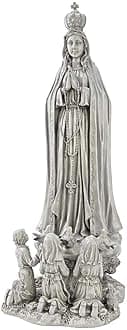 Design Toscano Our Lady of Fatima Indoor/Outdoor Religious Garden Statue, Large, 12 Inches Wide, 14 Inches Deep, 32 Inches High, Resin, Faux Stone Finish