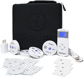 Wireless TENS + EMS Therapeutic Wearable System Wireless TENS Unit + Muscle Stimulator Combination for Pain Relief, Arthritis, Muscle Strength, Case & 4 Receiver Pods