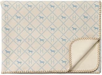 Croker Horse24x71'' Throw Blanket Shawl - Luxury Blue Grid Horse Soft Thickened Sheep Cashmere Blanket for Living Room Office Car Leisure Travel