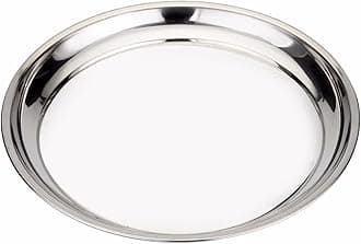 Vankey 12 in Stainless Steel Pizza Pan Perfect for Big Size Green Egg, Kamado Joe, Weber & Acorn Grills & Smokers, Kitchenware Round Roaster Pan, Stainless Steel Drip Pan Reusable & Easy Clean