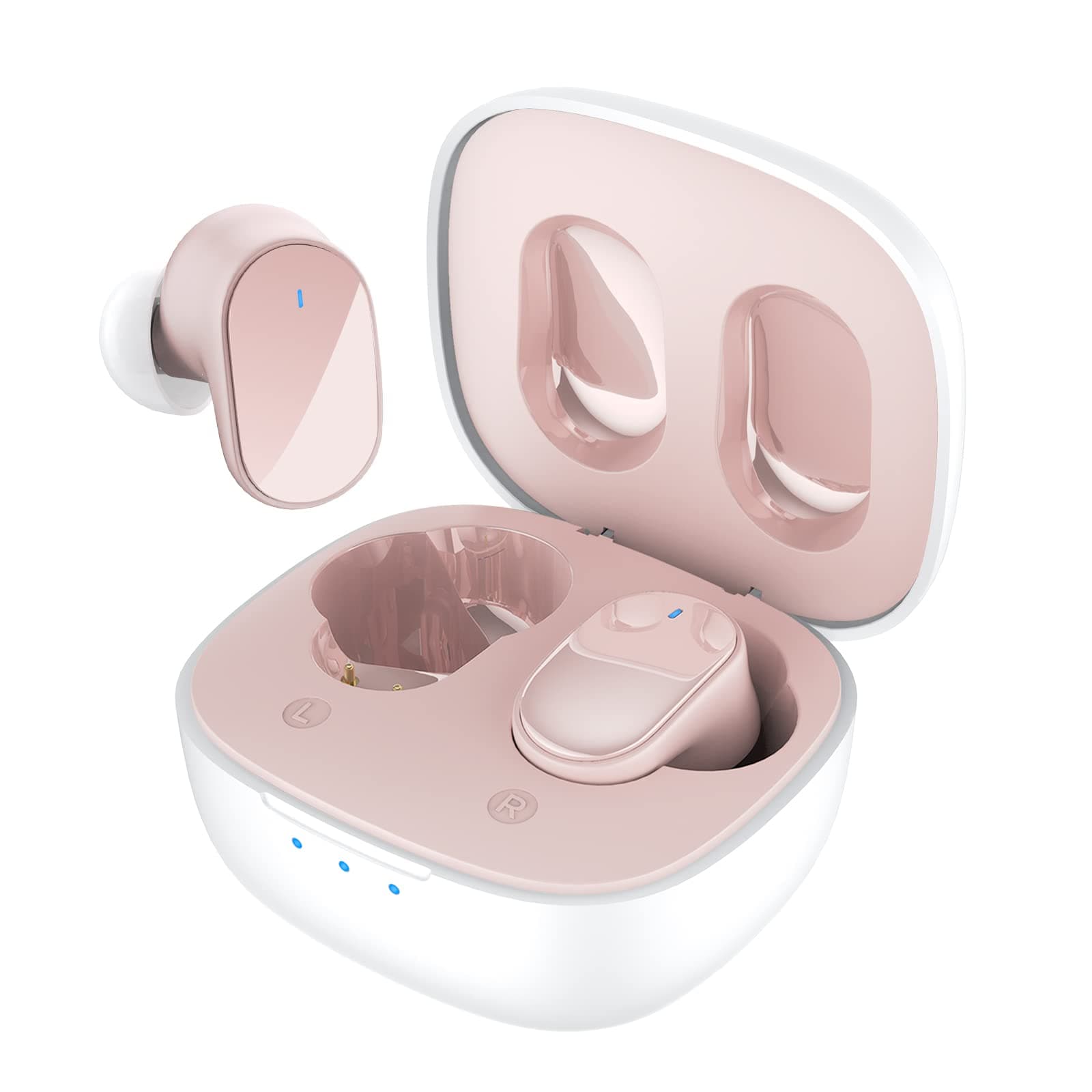 2022 New True Wireless Earbuds 7 Bluetooth 5.3, Stereo Earphones 10mm Driver with Deep Bass, 40ms Ultra Low Latency for Gaming, Running - 22H Playtime/Touch Control/Game Modes/Built-in Mic - Pink