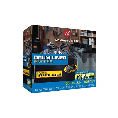 Member's Mark 55 Gallon Drum Liner Black, 80 Count