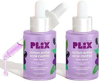 The Plant Fix Plix 2% Salicylic Acid Jamun Active Acne Control Dewy Serum 30 ml for Active Acne & Dark Spot Reduction with Caffeine for Breakout Control (Pack of 2)