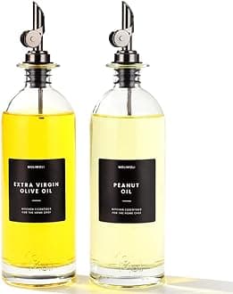 Molimoli Oil and Vinegar Dispenser with Metal Pour Spout, Weighted Pourer, Glass Bottle Dispenser for Kitchen, Olive Oil Cruet, Glass Olive Oil Bottle | 500ml, Set of 2