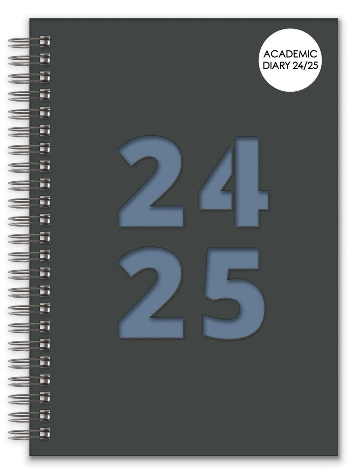 A5 Academic Diary Soft Cover Mid-Year Week to View Stylish Grey & Blue 2024-25