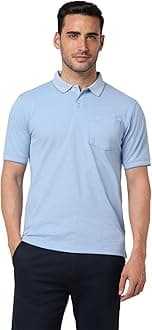 Peter England Men's Premium Regular Fit Half Sleeve Polo T-Shirt with Pocket | Cotton Rich | Birds Eye Interlock Weave