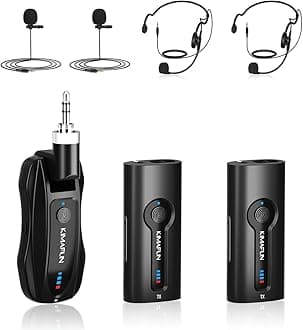 KIMAFUN Wireless Lavalier Microphone System, Wireless 2.4GHz Lapel Mics Handheld Mic 2 in 1 for Teaching, Teachers, Speech, Tour Guiding, Speaker, Amplifier, PA System, Broadcast, KM-G70(2TX1RX)