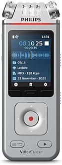 Philips Voice Tracer Audio Recorder DVT4110/00 Digital Notes Three Fidelity Microphone Rechargeable Battery Smartphone App
