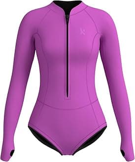 KMT Wetsuit for Women, Womens Long Sleeve Shorty Wet Suits 2mm Front Zipper Springsuit Surfing Surf-wear Diving Swimming Scuba One Piece