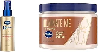 Radiant X Replenishing Body Oil with Jojoba & Coconut Oils 3.7oz + Illuminate Me Shea Butter Whipped Body Butter for Melanin Rich Skin 11oz