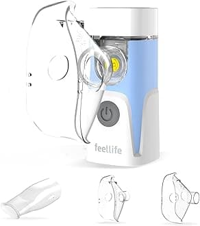 FEELLIFEMesh Nebuliser Machine for Adults and Kids, Ultra Mini Silence Nebulizer, USB-C Rechargeable Portable Nebuliser Inhaler for Home and Travel - Blue