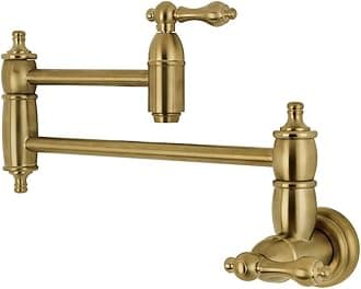 Kingston Brass KS3107AL Wall Mount Pot Filler Kitchen Faucet, Brushed Brass 20 x 2.63 x 8