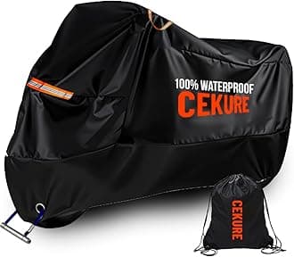 Heavy Duty Motorcycle Cover Waterproof Outdoor 240D Oxford Fabric with Heat Sealed Seams Ultra Waterproof Fits up to 96" All Weather Scooter Cover for Sport Bike with Carry Bag